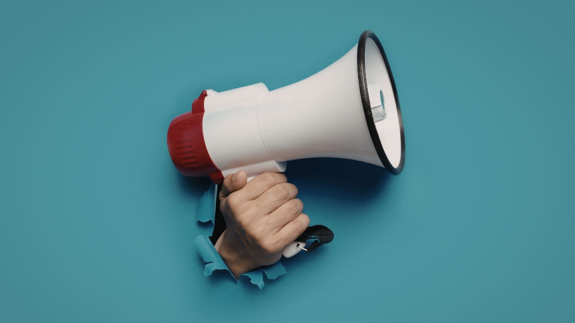 making an announcement trhough megaphone