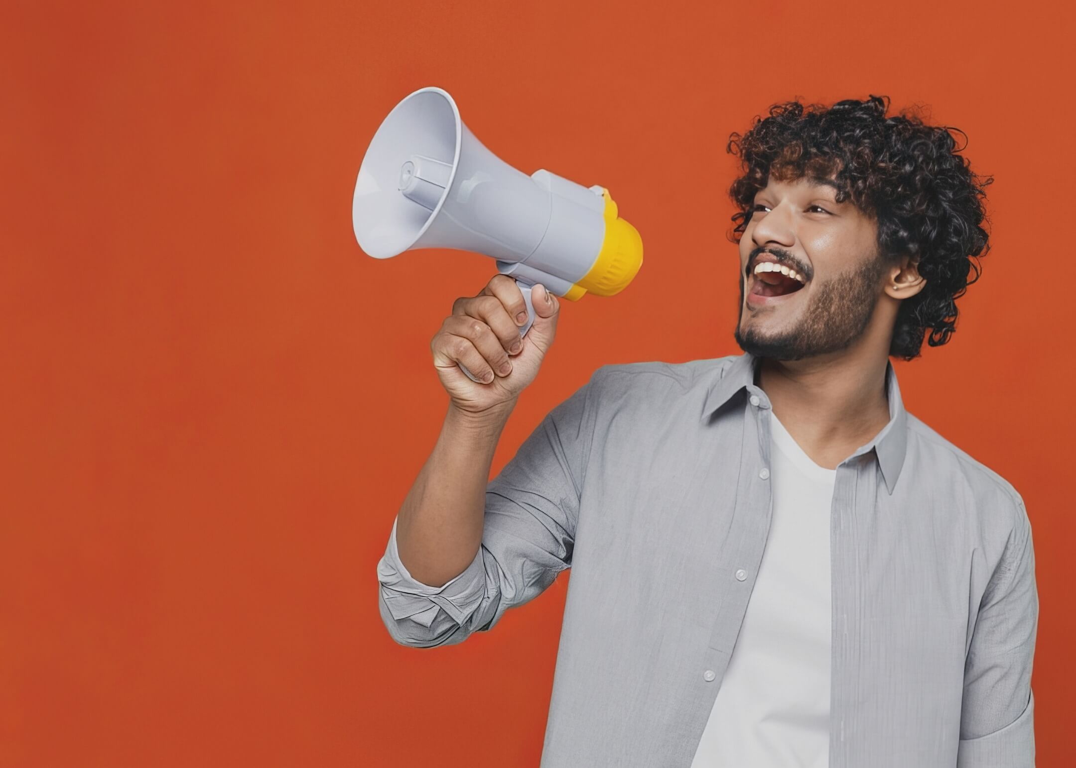 man using a megaphone