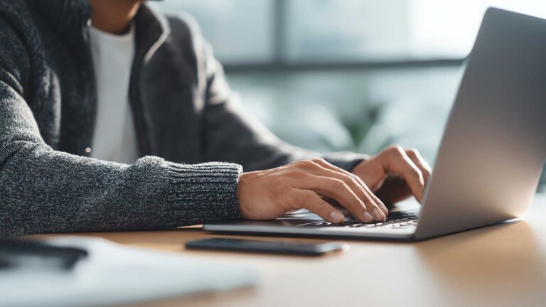 man working on his laptop doing SEO