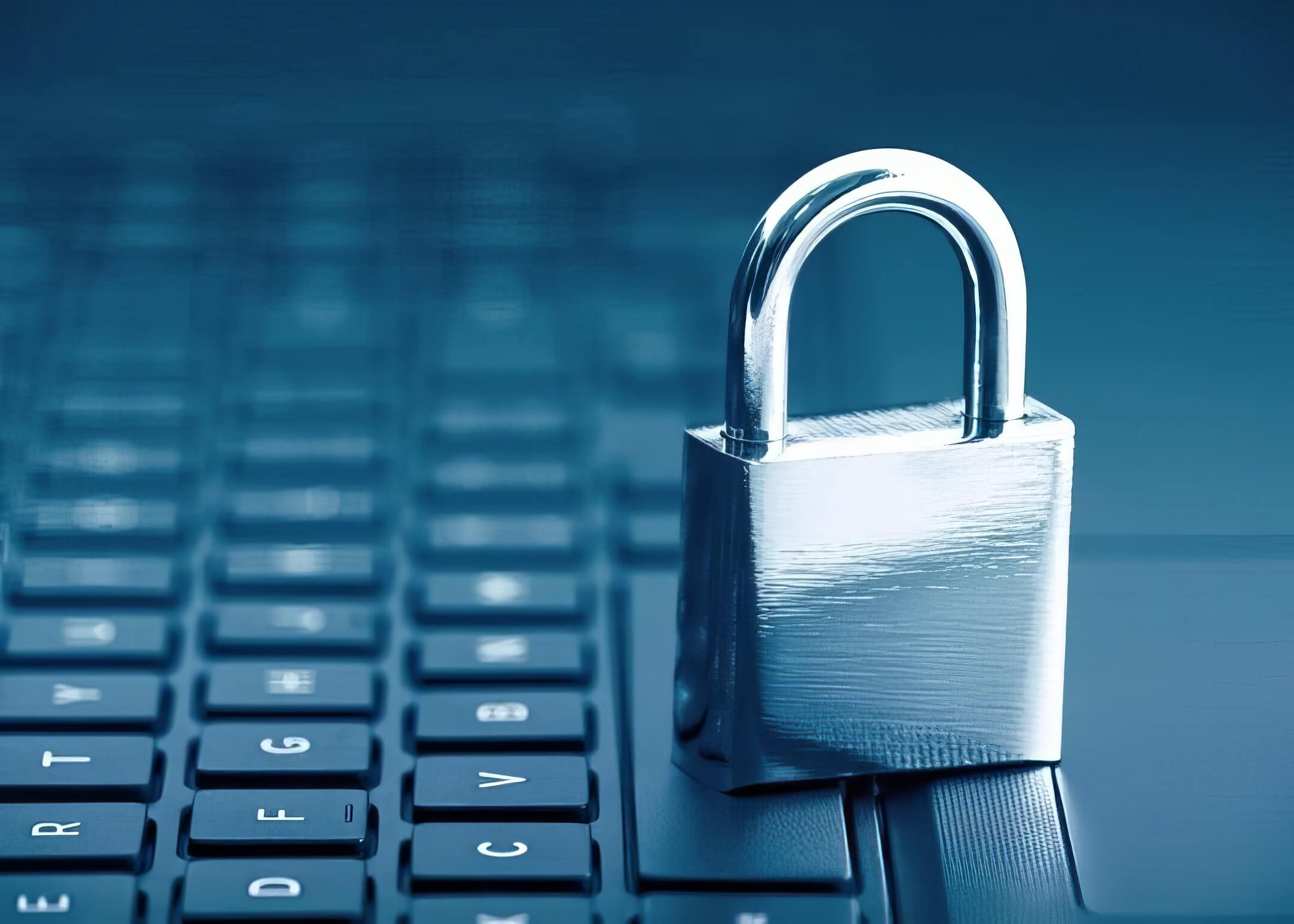 padlock on top of a black keyboard