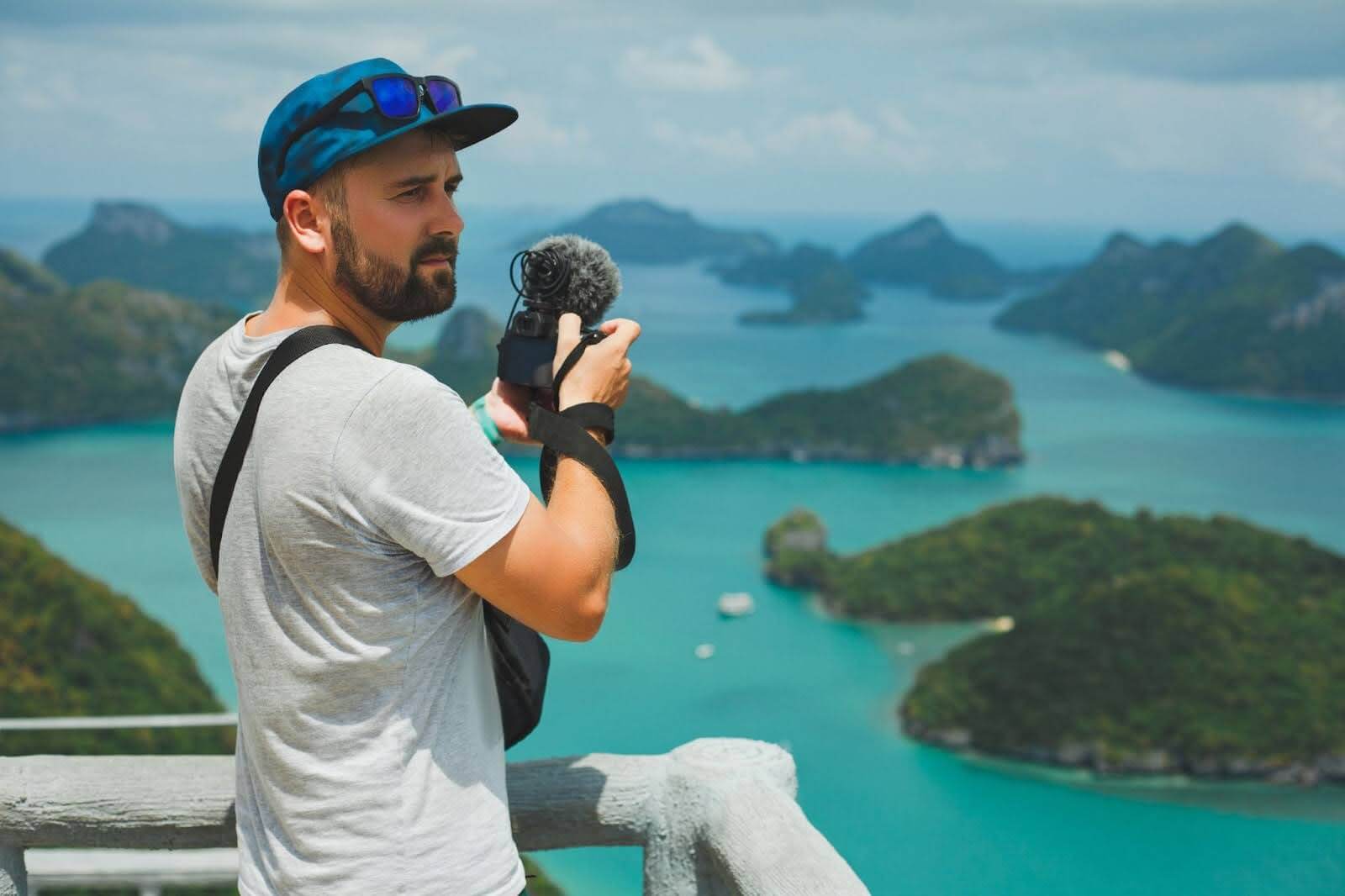 photographer taking picture of islands