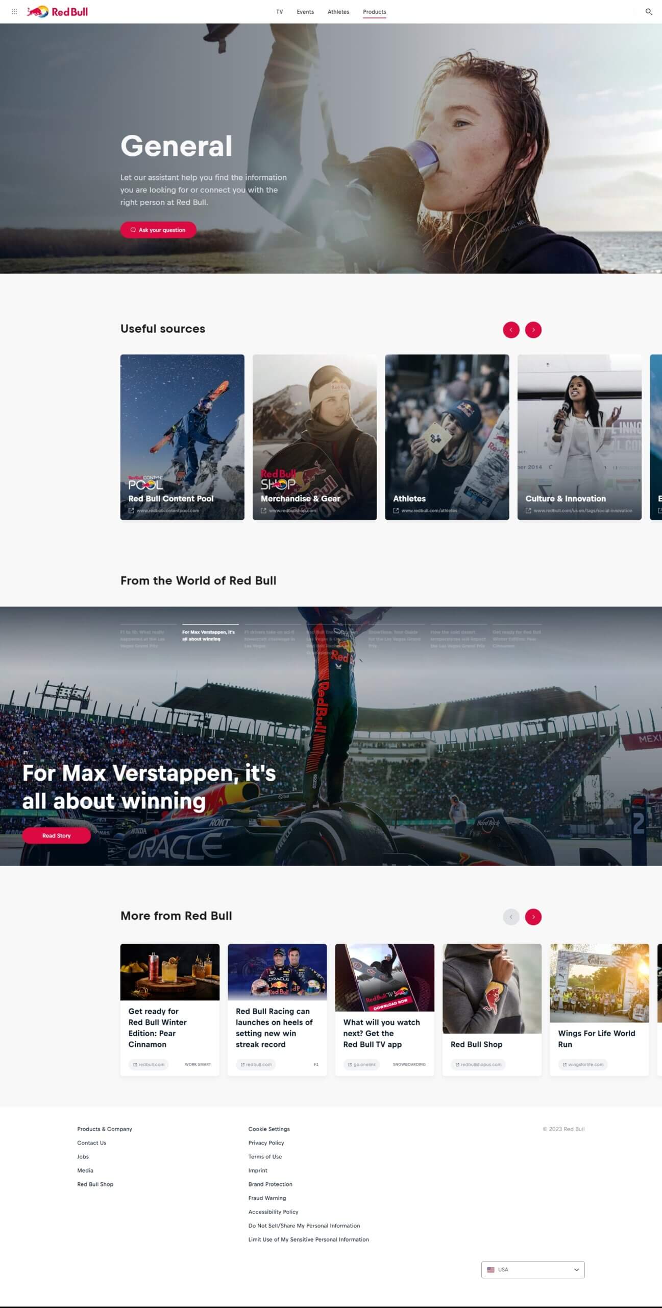 red bull contact page design