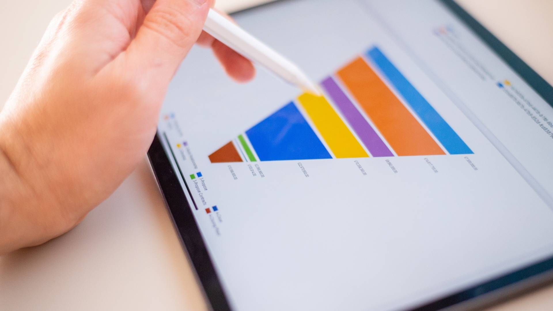 sales marketing funnel showing on a tablet screen