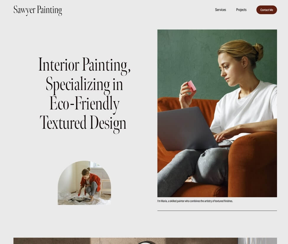 sawyer painting website design screenshot