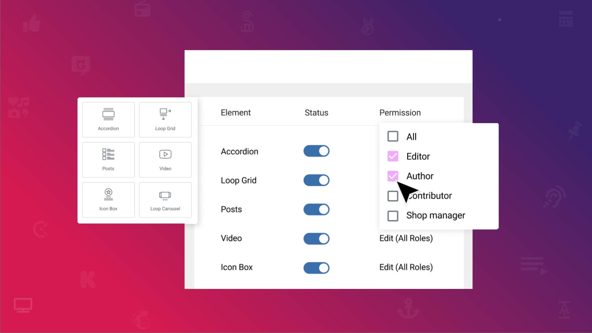 screenshot of element manager new feature