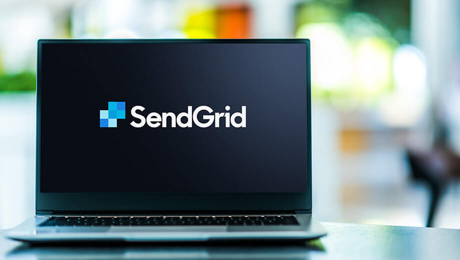 sendgrid logo showing on laptop