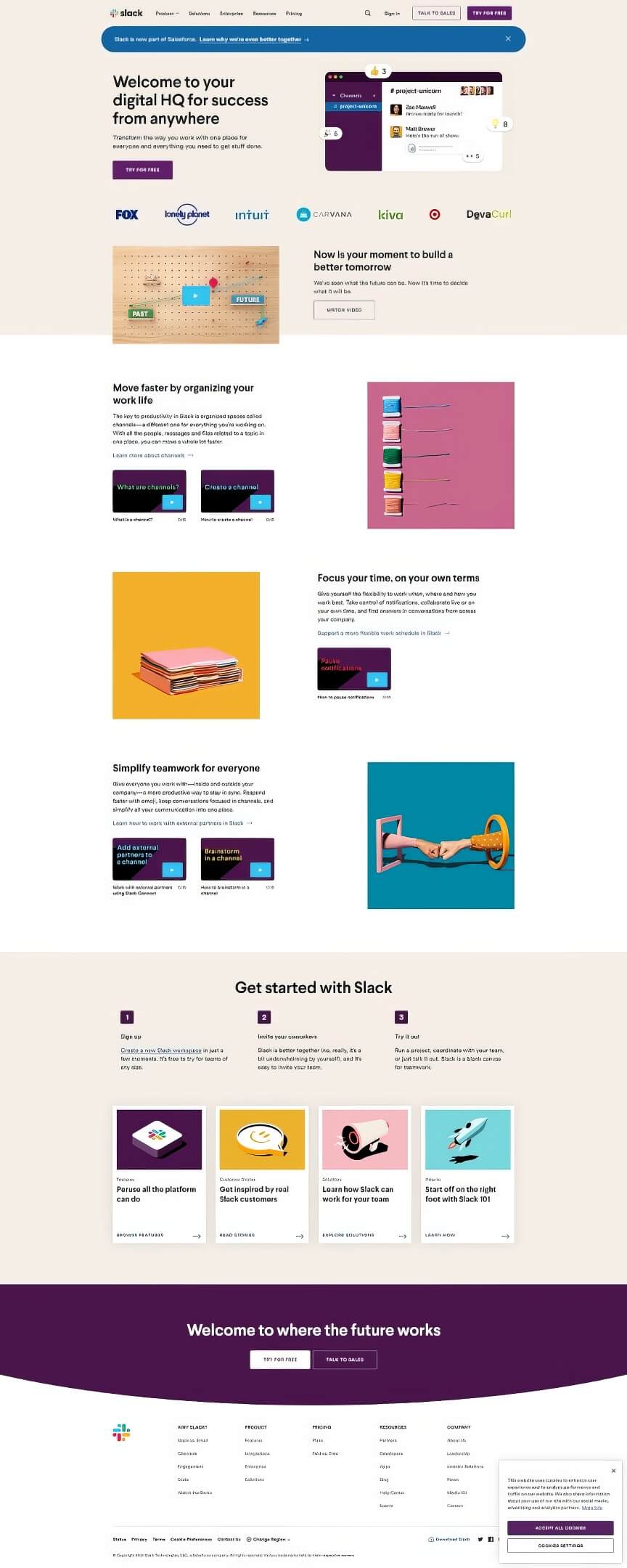 slack modern website design