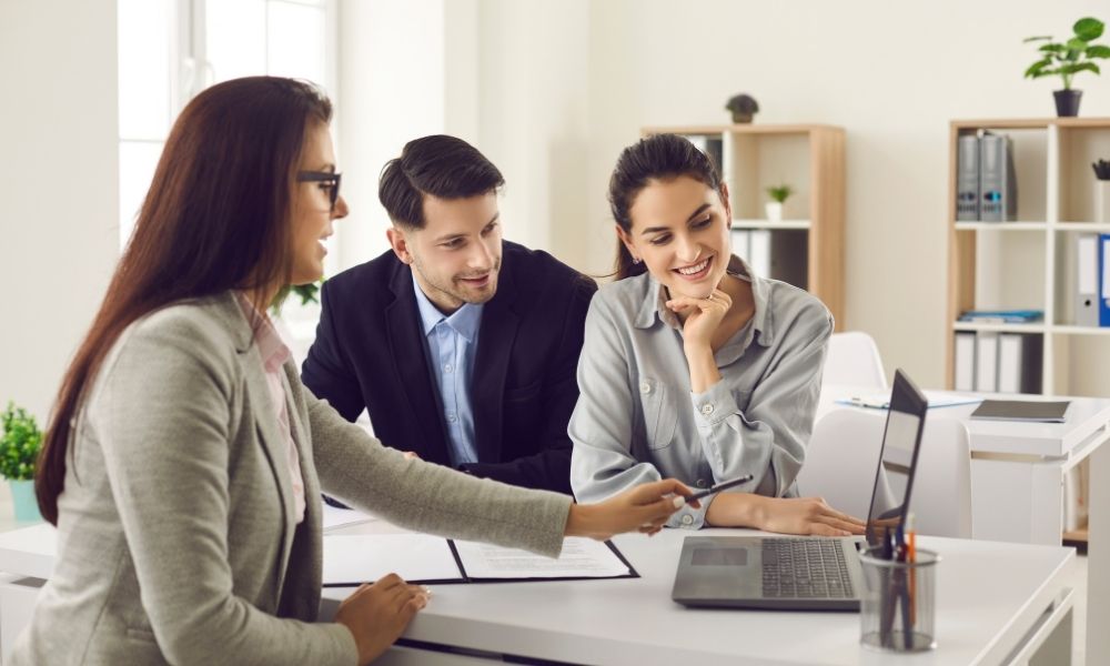 small business partners talking to a consultant