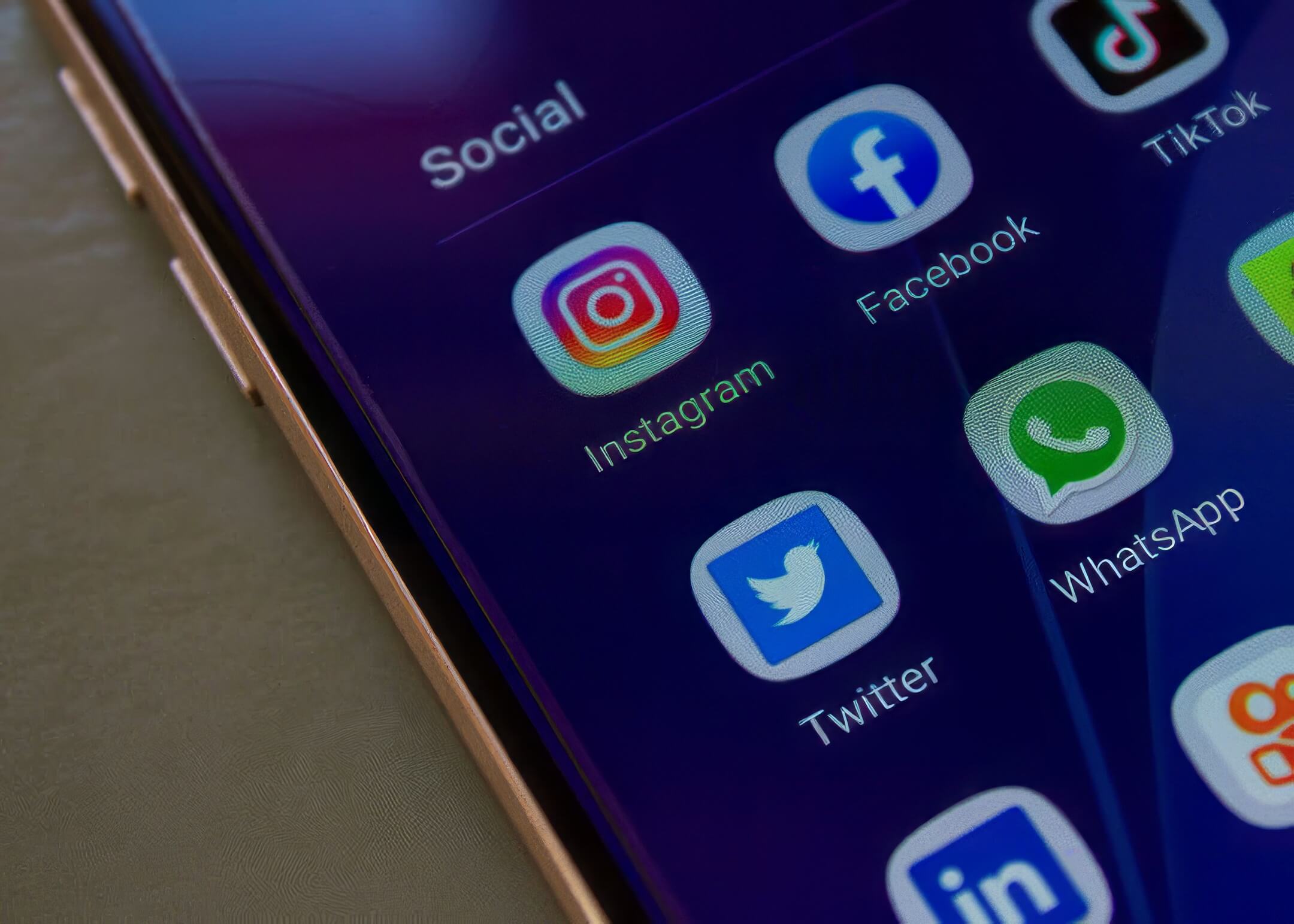 social media apps icons on smartphone