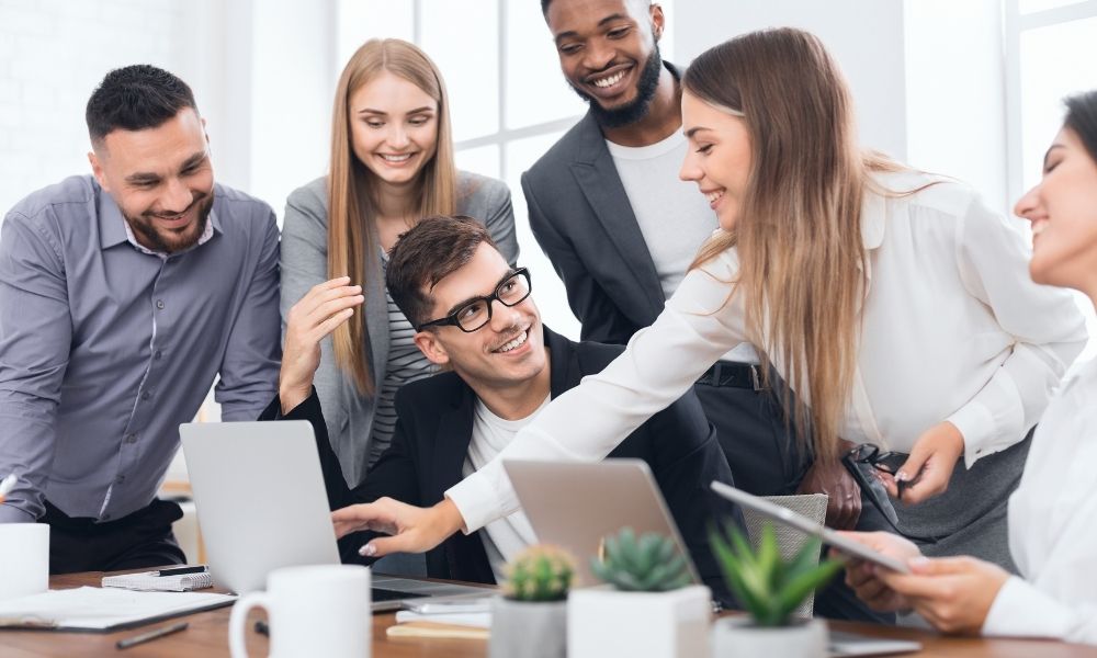 startup company on a meeting in modern office