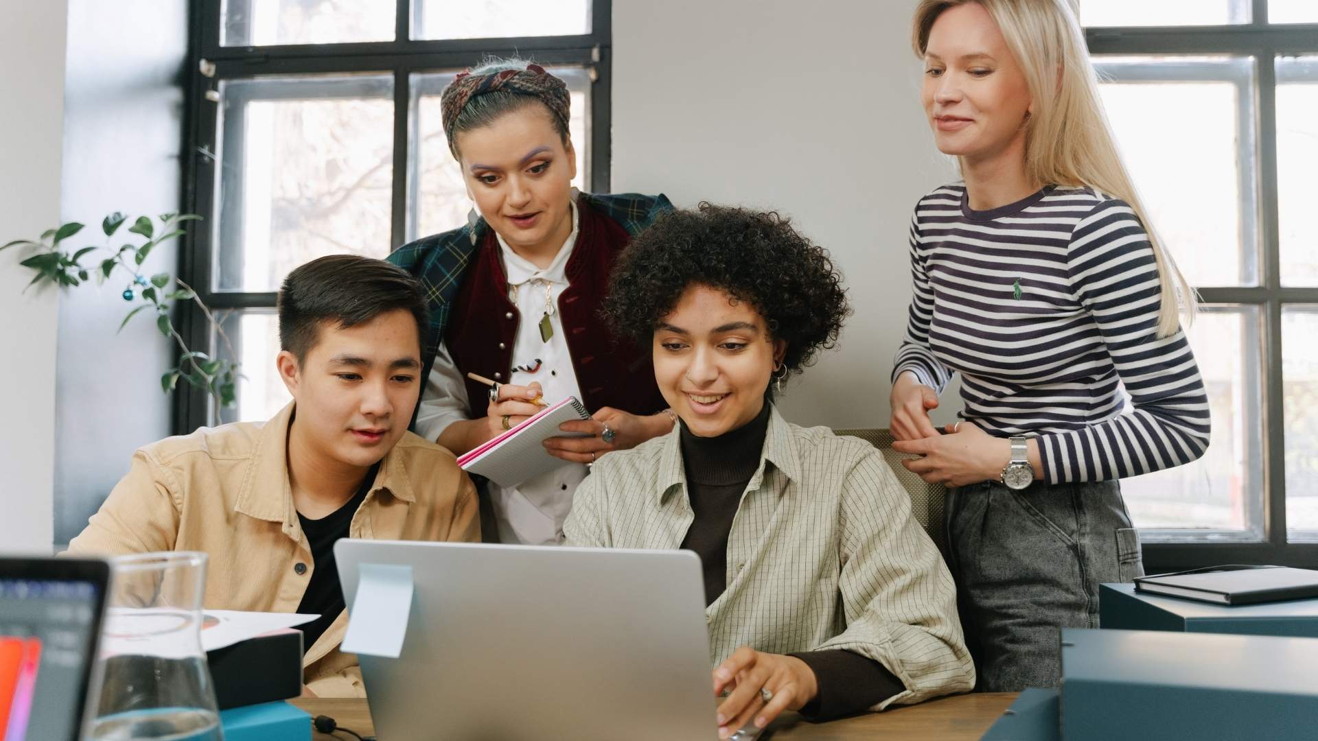 team discussing about a brand name