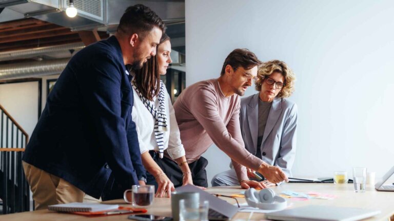 team meeting for upcoming website project