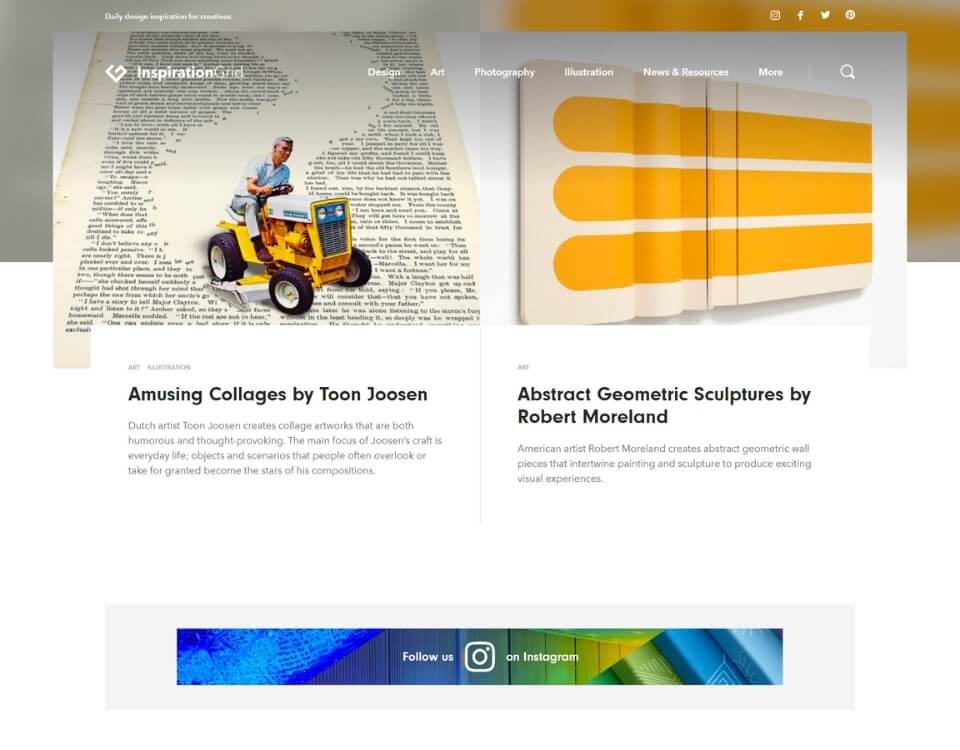 the inspiration grid homepage