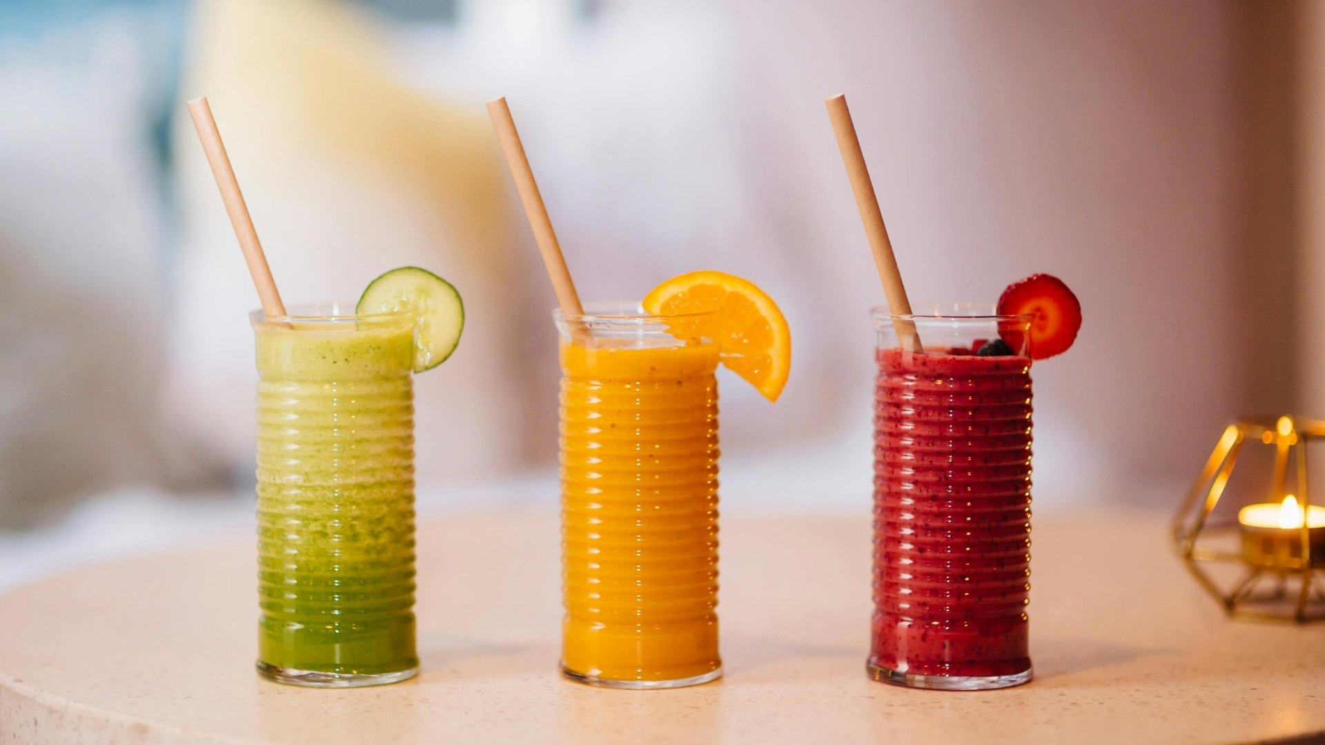 three different kinds of juice