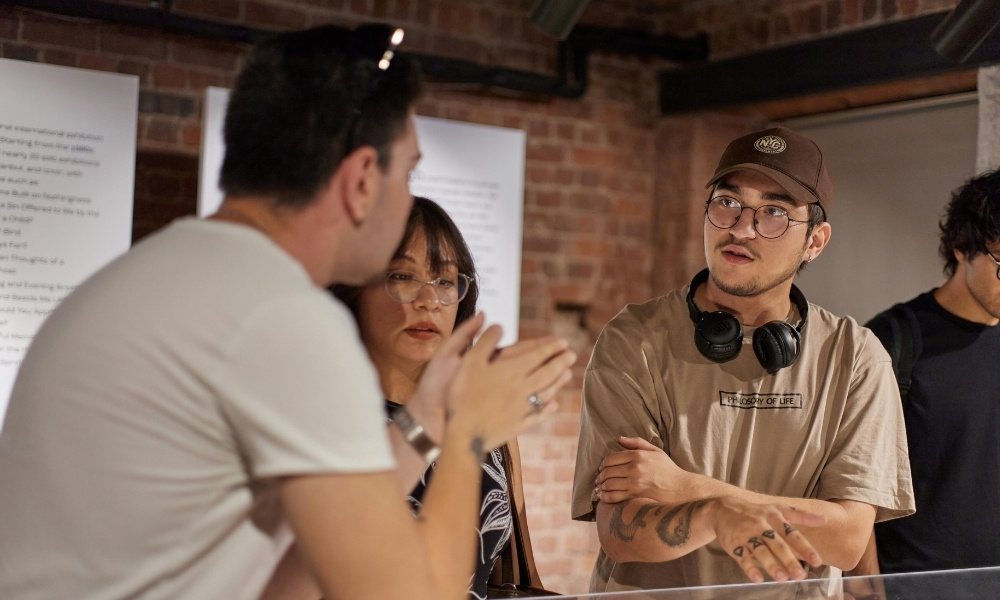 two designers debating about design