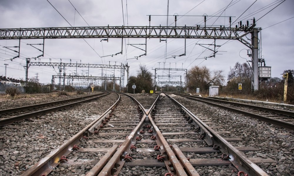 two diverging rail tracks