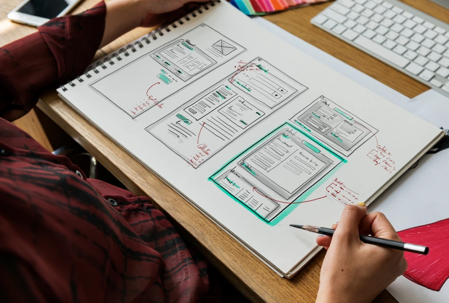 ui designer sketching the flow of an app