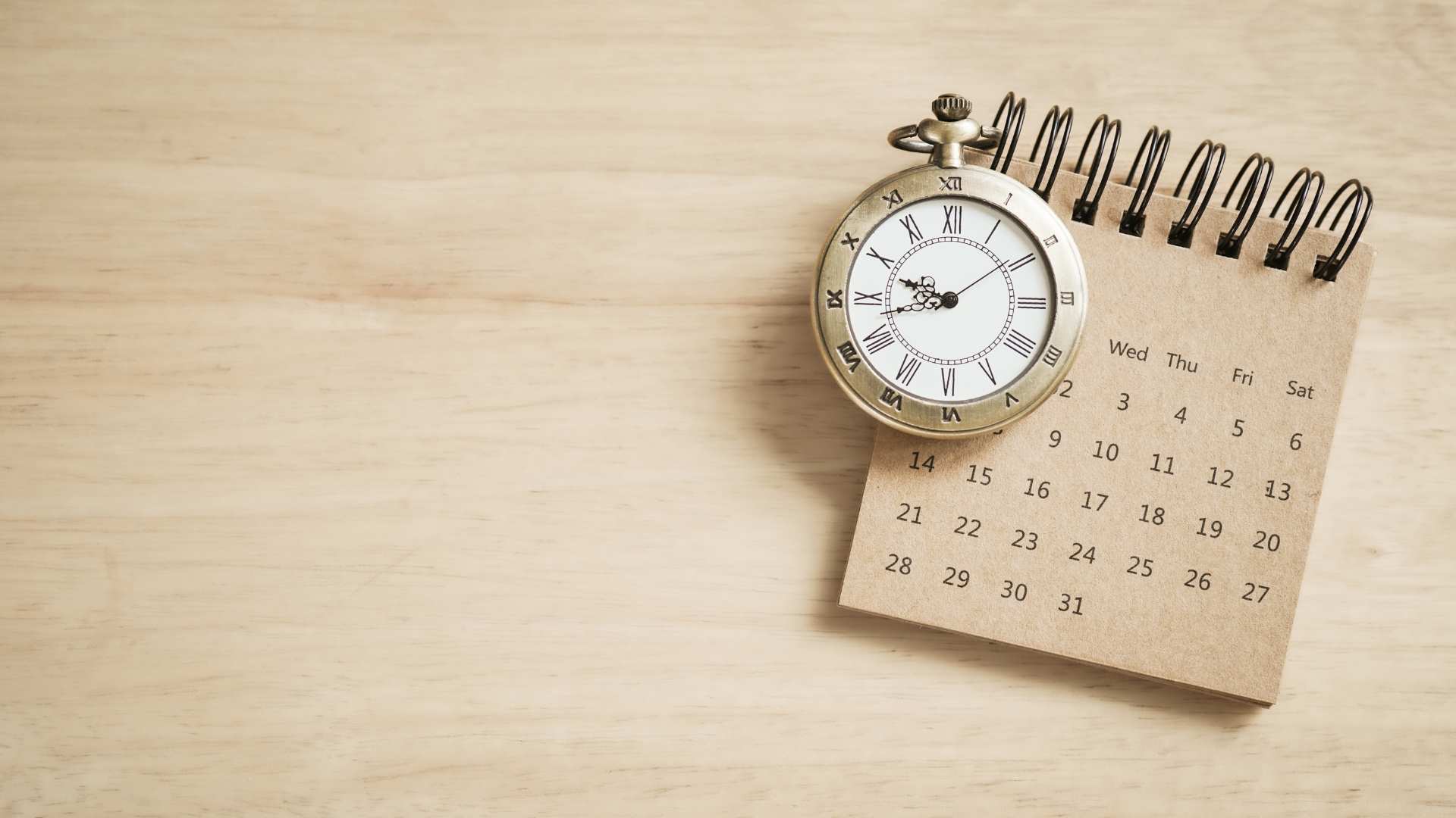 vintage clock and a calendar
