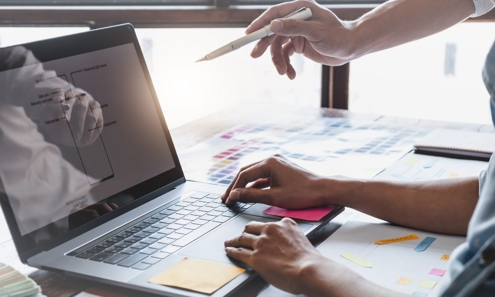 website development with app mockup