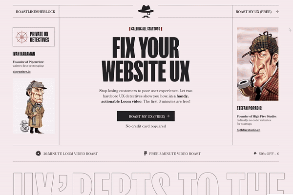 Roast Like Sherlock Website Design (Webflow) Created by High Five Studio