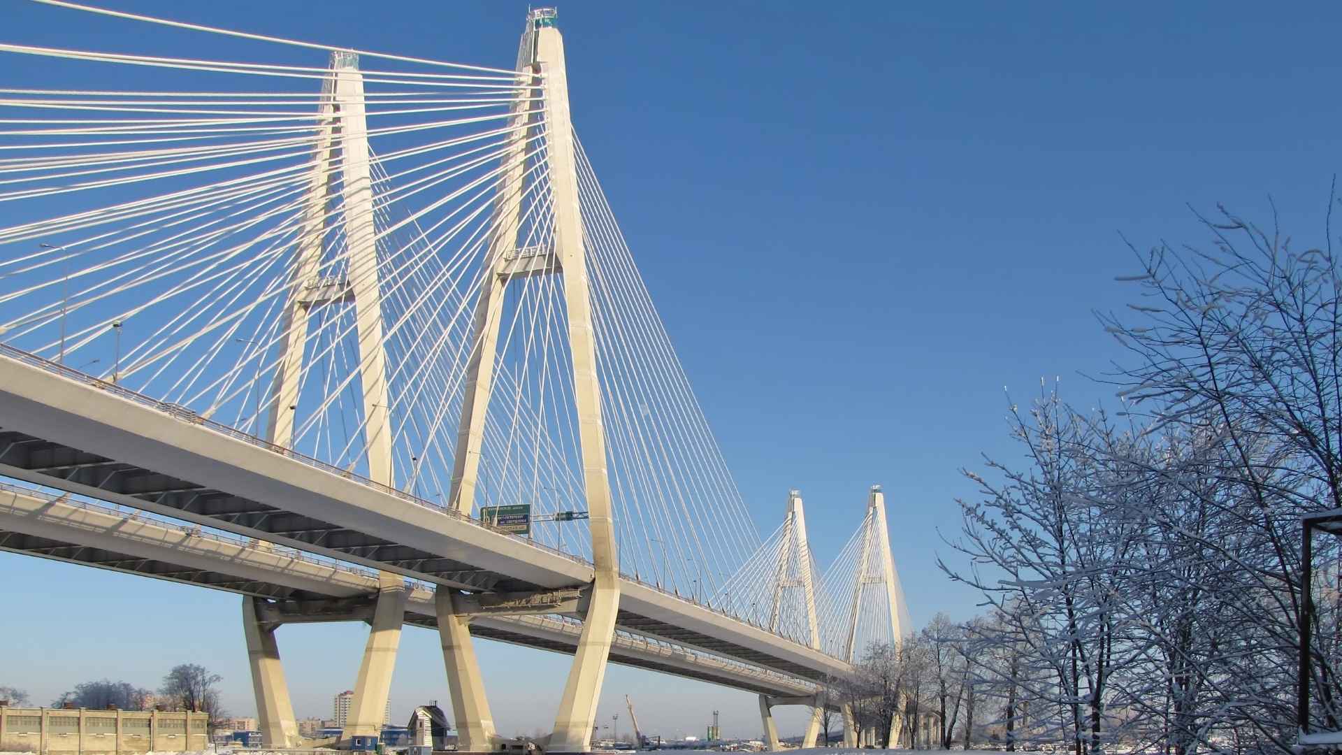 white cable bridge