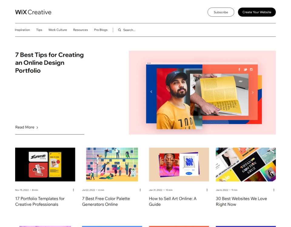 wix creative homepage