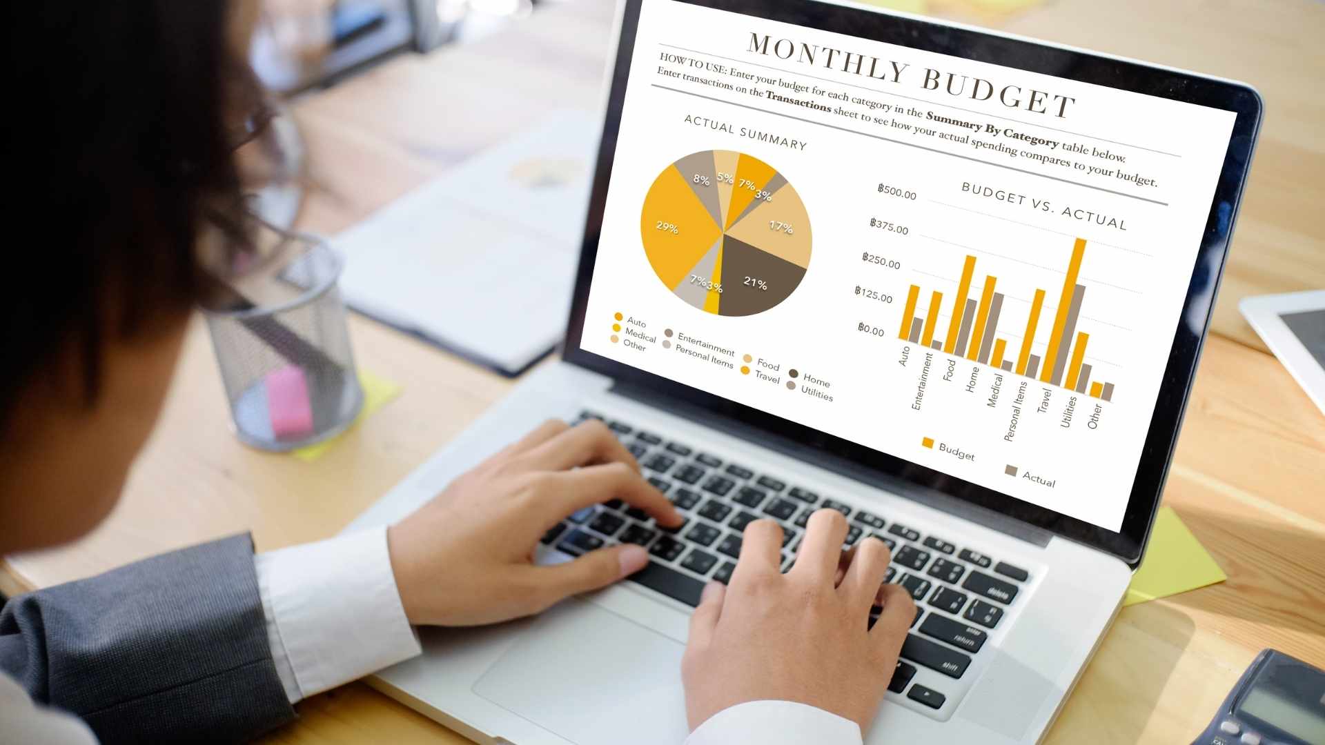 woman tracking monthly budget