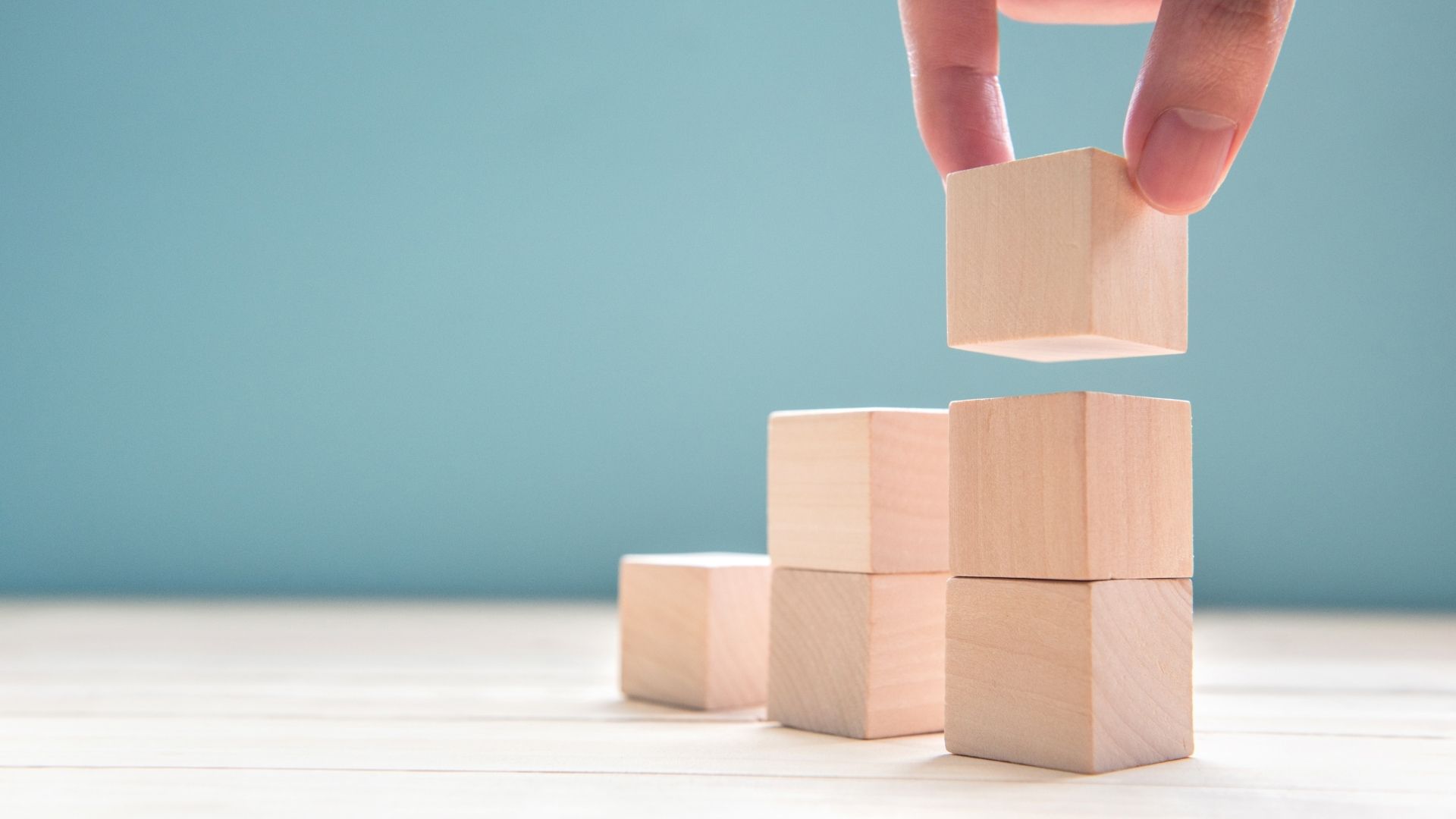 wood cubes stacking as step stair
