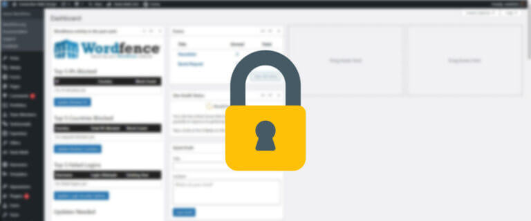 wordpress dashboard with lock in the middle
